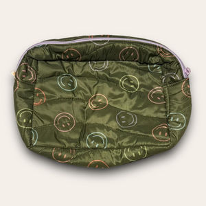 Toot Green Smiley Puffy Busier Bee Makeup Bag Travel Pouch Maximalist Eclectic